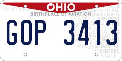 OH license plate GOP3413