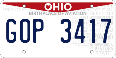 OH license plate GOP3417