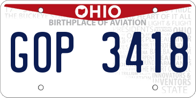 OH license plate GOP3418