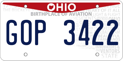 OH license plate GOP3422