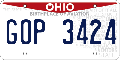 OH license plate GOP3424