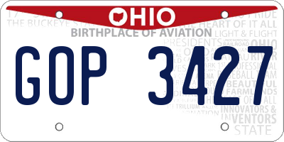 OH license plate GOP3427