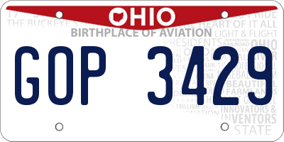 OH license plate GOP3429