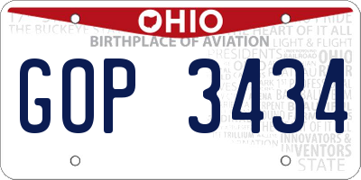 OH license plate GOP3434