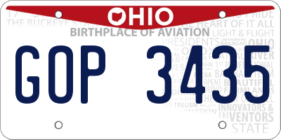 OH license plate GOP3435