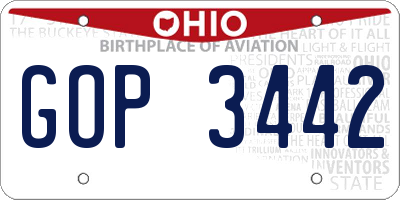 OH license plate GOP3442