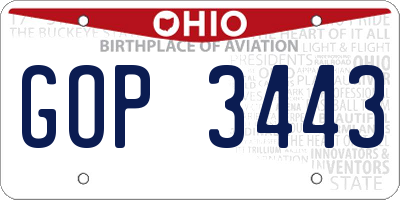 OH license plate GOP3443