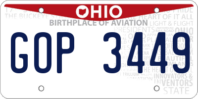 OH license plate GOP3449