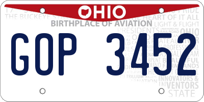 OH license plate GOP3452