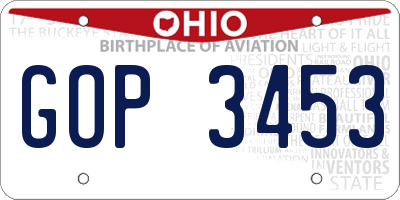 OH license plate GOP3453