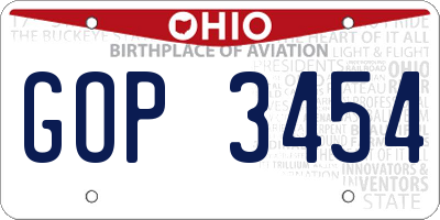 OH license plate GOP3454