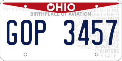 OH license plate GOP3457