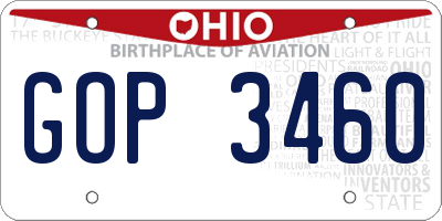 OH license plate GOP3460