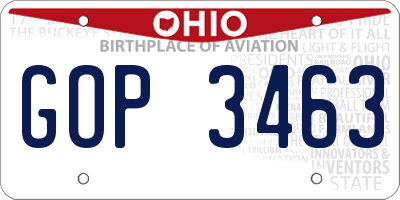 OH license plate GOP3463
