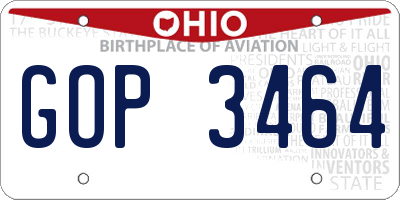 OH license plate GOP3464