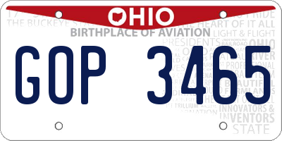 OH license plate GOP3465