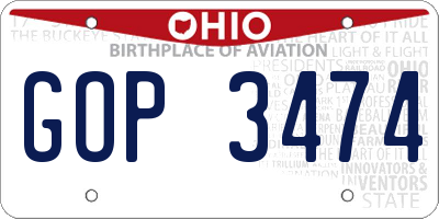 OH license plate GOP3474