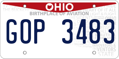 OH license plate GOP3483