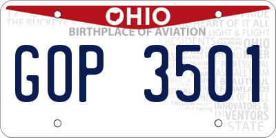 OH license plate GOP3501