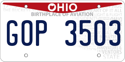 OH license plate GOP3503