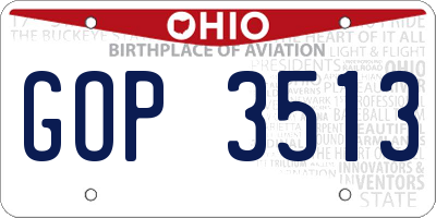 OH license plate GOP3513