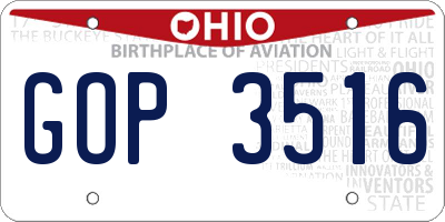 OH license plate GOP3516