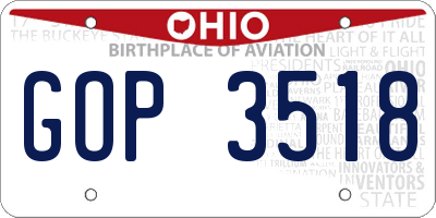 OH license plate GOP3518