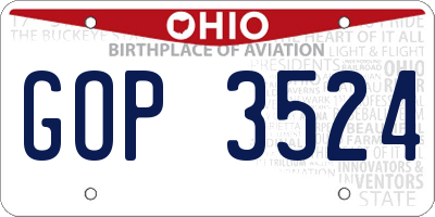 OH license plate GOP3524