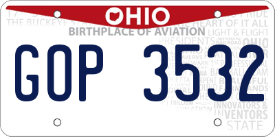 OH license plate GOP3532