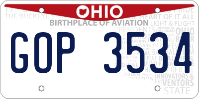 OH license plate GOP3534