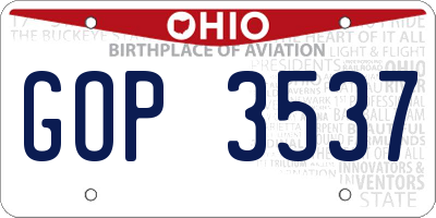 OH license plate GOP3537