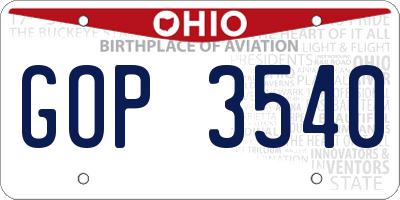 OH license plate GOP3540