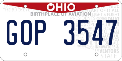 OH license plate GOP3547