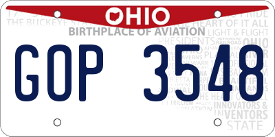 OH license plate GOP3548