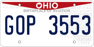 OH license plate GOP3553