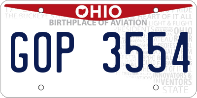 OH license plate GOP3554