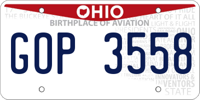 OH license plate GOP3558