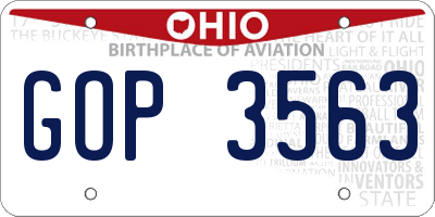 OH license plate GOP3563