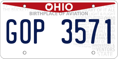 OH license plate GOP3571