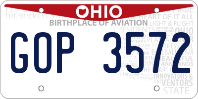 OH license plate GOP3572