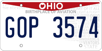 OH license plate GOP3574