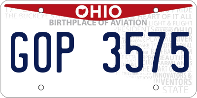 OH license plate GOP3575