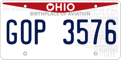 OH license plate GOP3576