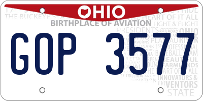 OH license plate GOP3577