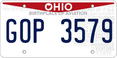 OH license plate GOP3579