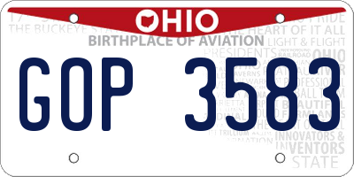 OH license plate GOP3583