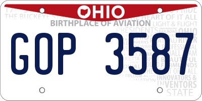 OH license plate GOP3587