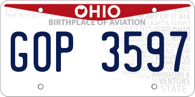 OH license plate GOP3597
