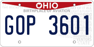 OH license plate GOP3601