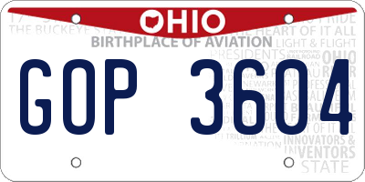 OH license plate GOP3604